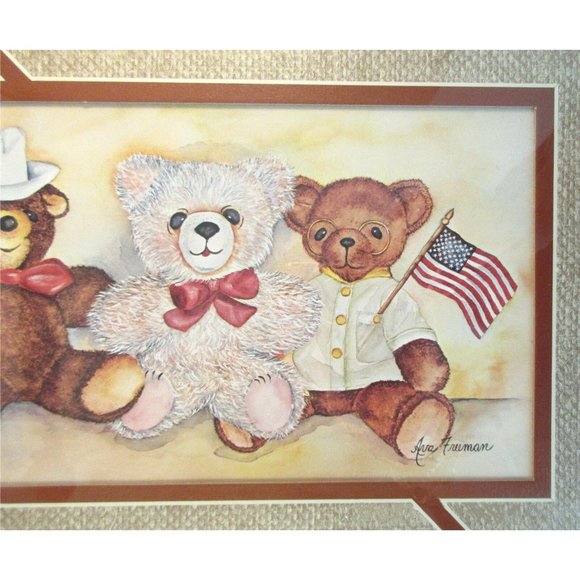 Ava Freeman Print Teddy Bears Framed Matted Signed - Picture 2 of 6